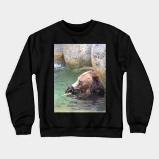 Bear Playing In Water Crewneck Sweatshirt